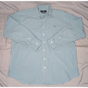 VINEYARD VINES Button-Down Shirt Mens XL Slim Long Sleeve Blue And Green Stripes